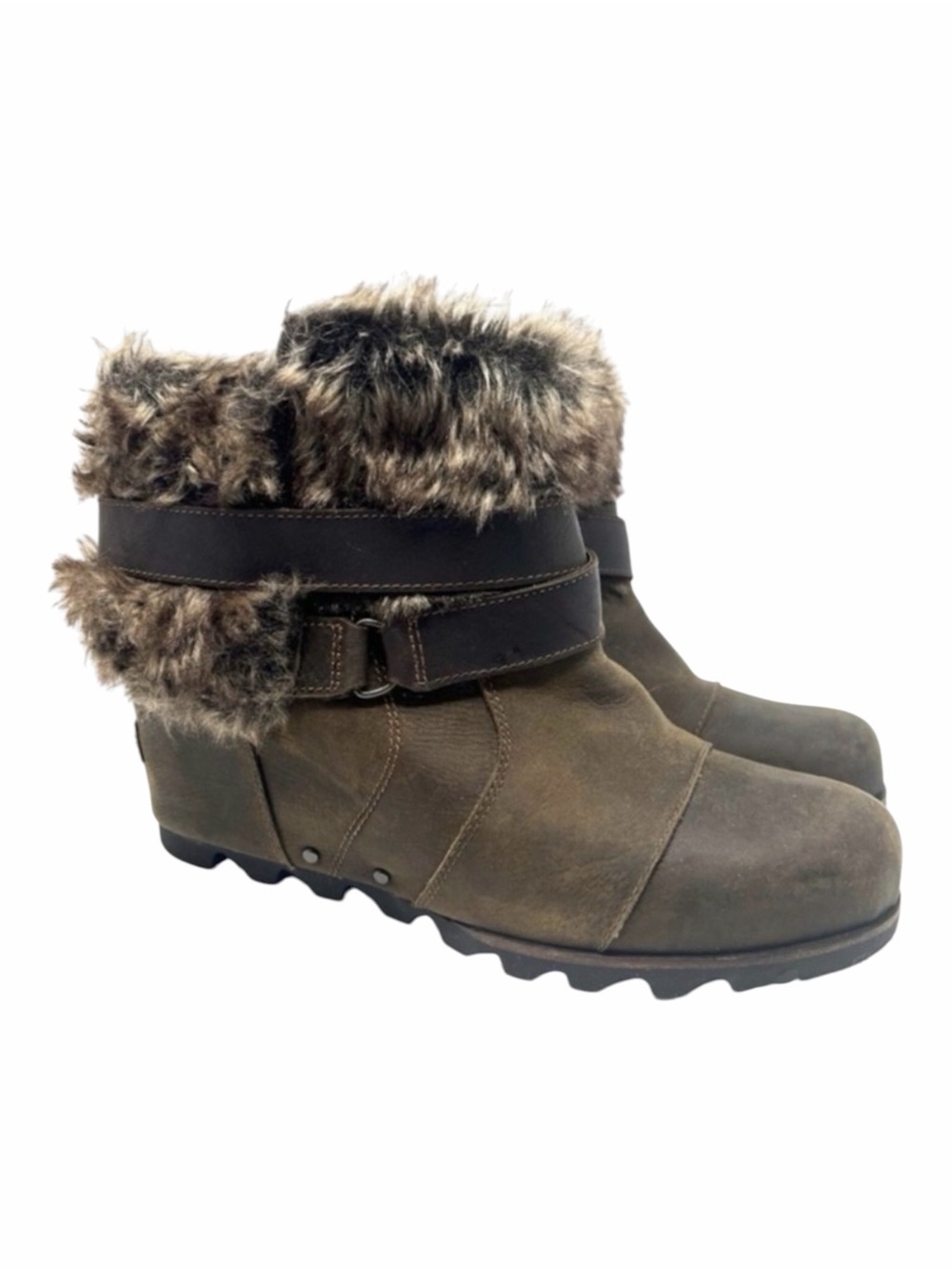 Sorel – Winter Fancy Fur Wedge Boots – Brown – Sz. 7